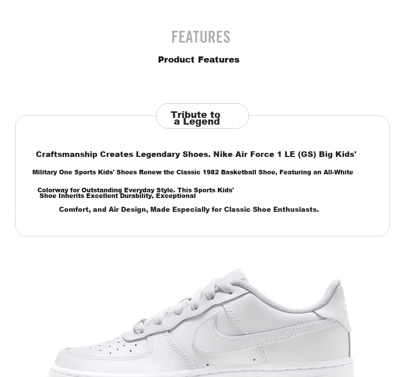NIKE AIR FORCE 1(GS) Kids' Shoes, Women's Shoes, White Sneakers, DH2920-111, Size 37.5 5