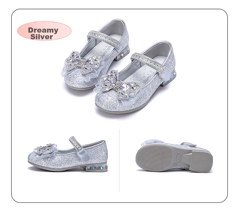 Fulomi Girls Princess Shoes Spring Autumn Children's Sequin Crystal Flats Performance Dress Shoes Light Gold Size 32 16