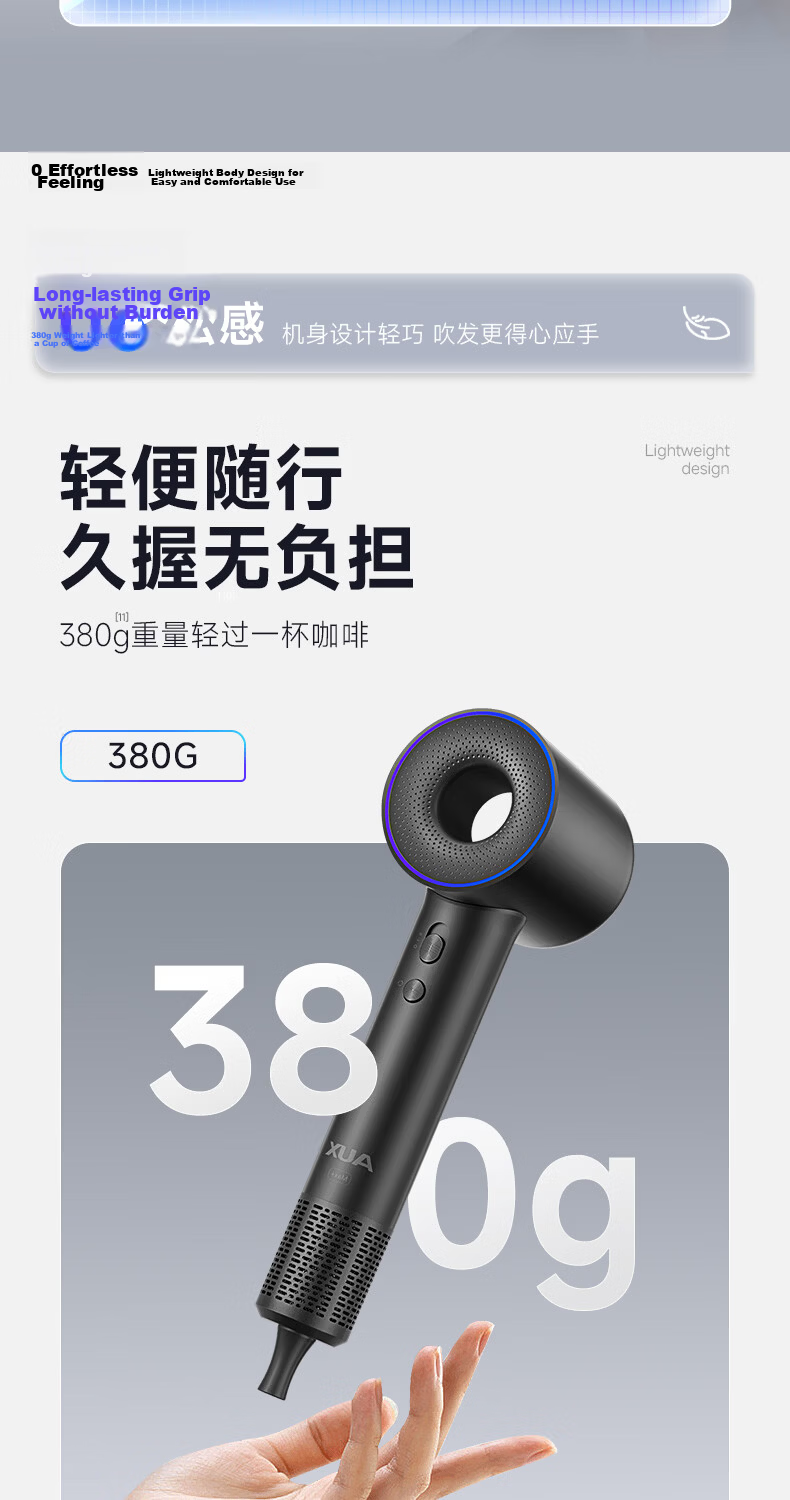 AUX High-Speed Hair Protection Hair Dryer with 36 Billion Plasma Beads, Quiet Operation, Negative Ion Technology, High Power, Gentle on Hair, Hollow Bladeless Design, Strong Airflow, Specially Designed for Men And Women, Birthday Gift 17