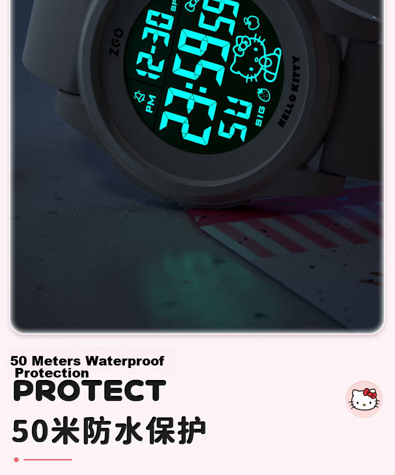 Hello Kitty Electronic Watch for Girls Student Luminous Waterproof Sanrio Sports Digital Watch for Middle and High School Students 10