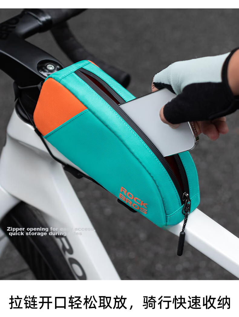 ROCKBROS Bicycle Bag Road Bike Front Frame Bag Top Tube Bag Saddle Bag Mountain Travel Cycling Gear Blue Orange 7
