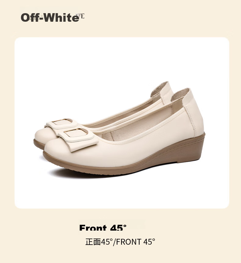 LAORENTOU Women's Leather Shoes Spring Genuine Leather Commuter Flat Soft Sole Shallow Mouth Loafers Mom Shoes LB318- Beige Size 40 16