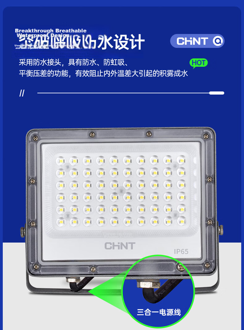 CHNT LED Floodlight, Outdoor Factory Exterior Lighting, Garden Light, Searchlight, IP65 Waterproof, High Brightness, 10W 15