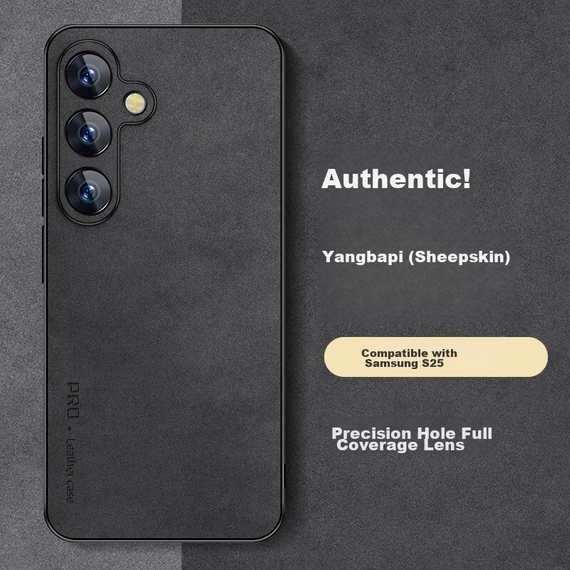 Shangsu Compatible Samsung S24 Ultra Premium Edition Phone Case S24 Ultra Protective Cover Shockproof Full Coverage Soft Silicone Shell Minimalist Sheepskin Leather Case Black for Men and Women