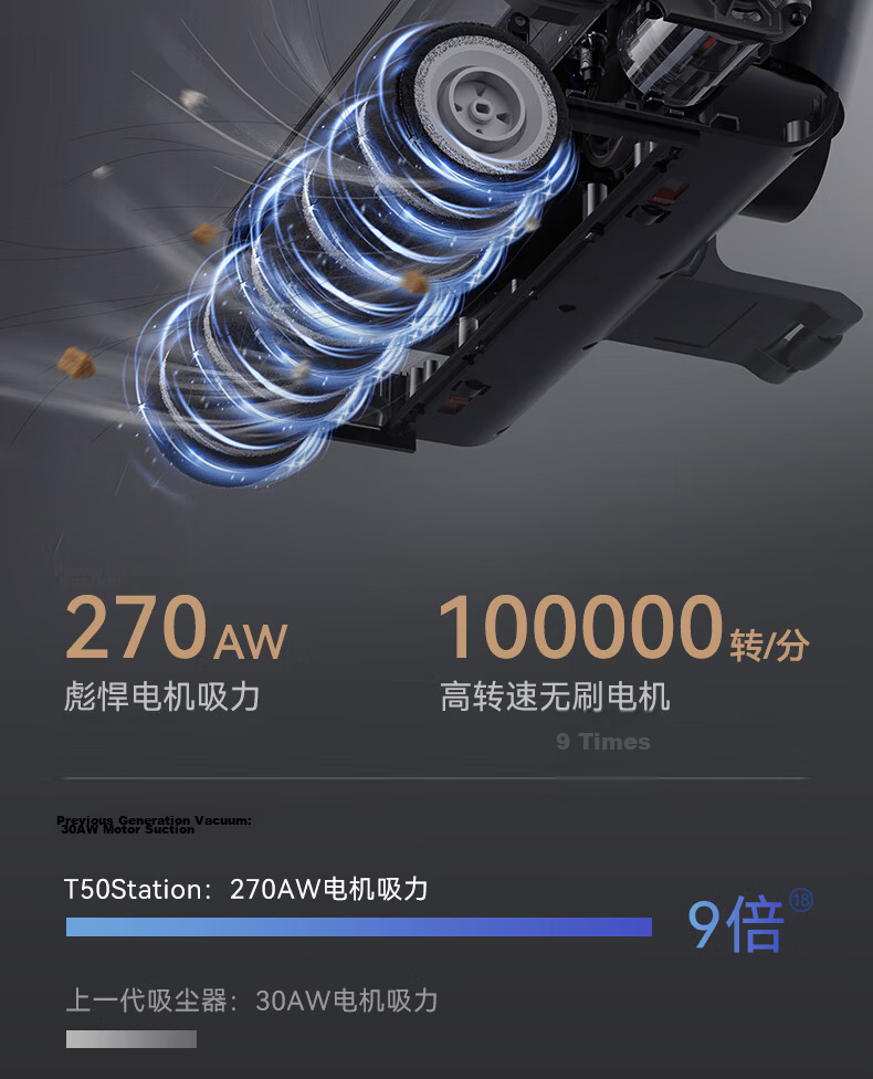 Deerma T50station Cordless Handheld Vacuum Cleaner with Self-Emptying Dustbin, 270AW Suction Power, 90-Minute Runtime, Anti-Tangle, 90-Day Maintenance-Free 37