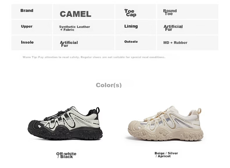 CAMEL Aurora Cute Ugly Women's Outdoor Hiking Casual Shoes L26S202229 Off-White/Black (Hollow Style) Size 35 51