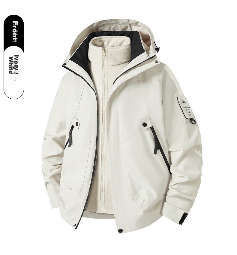 JEEP SPIRIT Three-In Jacket for Men And Women, Outdoor Windproof Waterproof Mountaineering Coat, Black XL 26