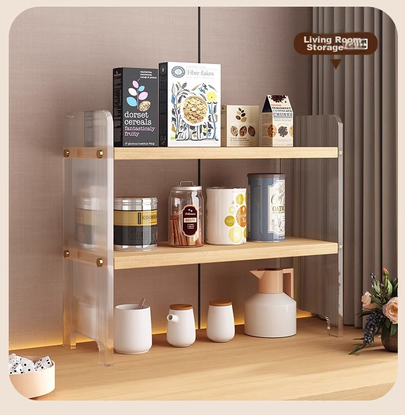 XIAOJIANGCAI Acrylic Desktop Storage Rack Double-Layer Bookshelf Multi-Layer Desk Organizer for Student Dormitory Office 40cm 13