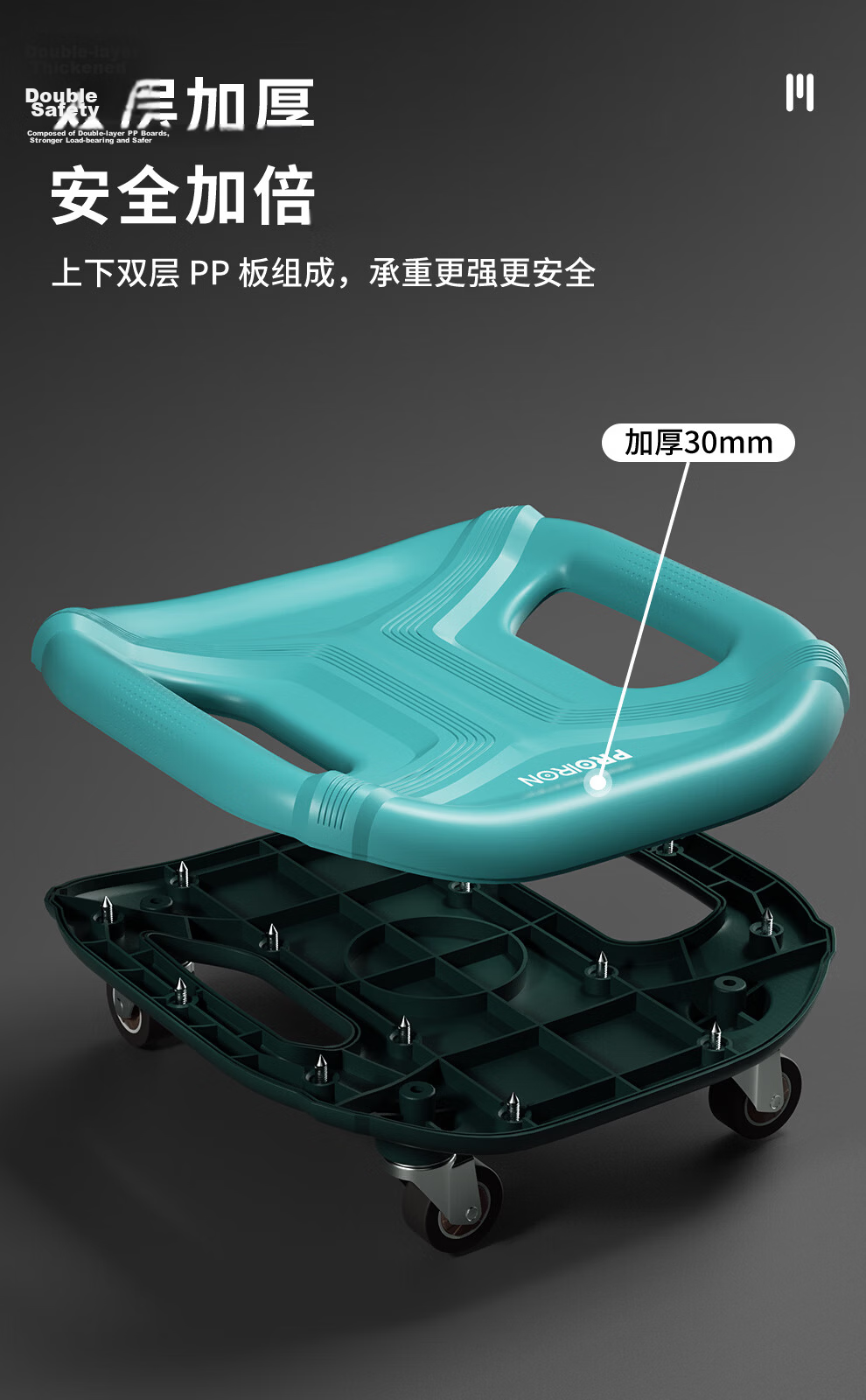 PROIRON Ab Wheel Slider Pilates Gliding Board Abdominal Fitness Equipment for Men and Women with Four Wheels Blue + Knee Pad 9