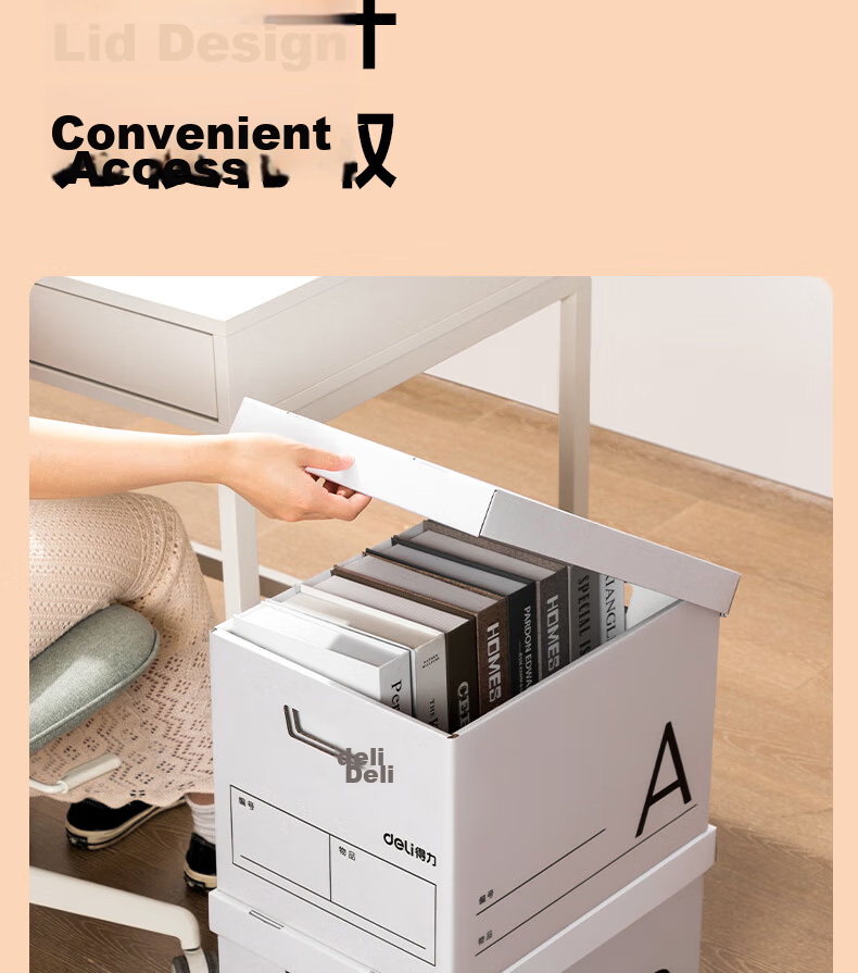 Deli Moving Boxes Thickened Small Book Storage Carton Organizer Packing Box Book Storage Tool 38.5*28*27cm [Alphabet Classification - Pack of 5] PK148 9