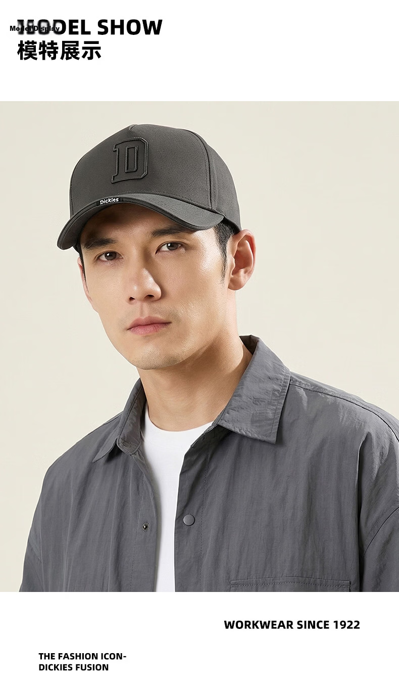 Dickies Lightweight Breathable Baseball Cap Men Sunshade Slim Face Soft Top Pure Cotton Sun Protection Outdoor Duckbill Hat Women Dark Gray 13