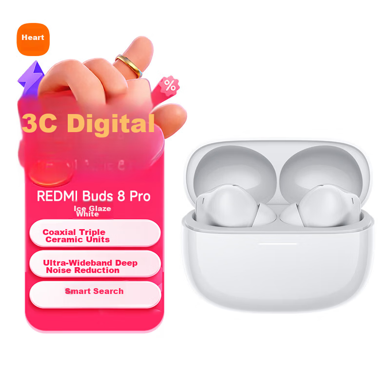 MI REDMI Buds 8 Pro True Wireless Bluetooth Noise Cancelling In-Ear Earphones for Android and Apple Phones Ice Glaze White