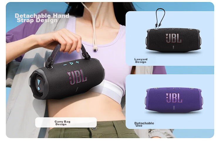 JBL CHARGE6 Music Shockwave 6th Gen Portable Bluetooth Speaker + Subwoofer Outdoor Waterproof Speaker AI Sound Enhancement Men's Gift Deep Space Black 5
