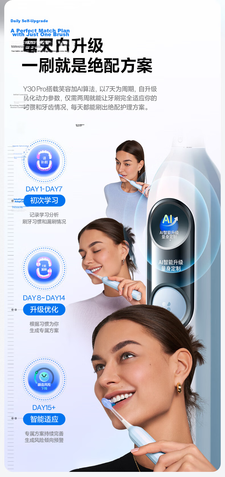 Usmile Smart Electric Toothbrush with AI Intelligent New Power Large Oscillation Range, Y30Pro Butterfly Pink, Birthday Gift for Girlfriend 10