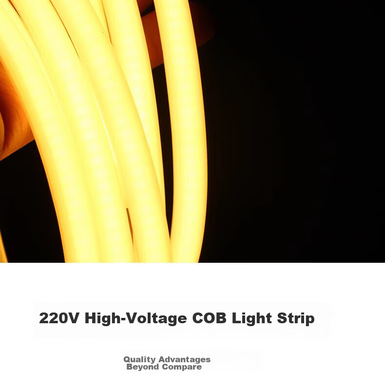 JIAOJIAOZHE COB LED Strip, 220V High Voltage, Ultra-Bright, Outdoor Waterproof, Self-Adhesive, for Home And Commercial Use, Ceiling-Mounted Linear Light, Neutral White, 10 Meters 2