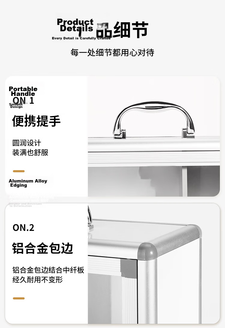 Jinlongxing Medical Box, Large Capacity Home Medicine Cabinet, Portable Case for Outpatient Visits, Drug Storage Box, First Aid Kit, Aluminum Alloy with Lock, Double-Opening, Large Size 6