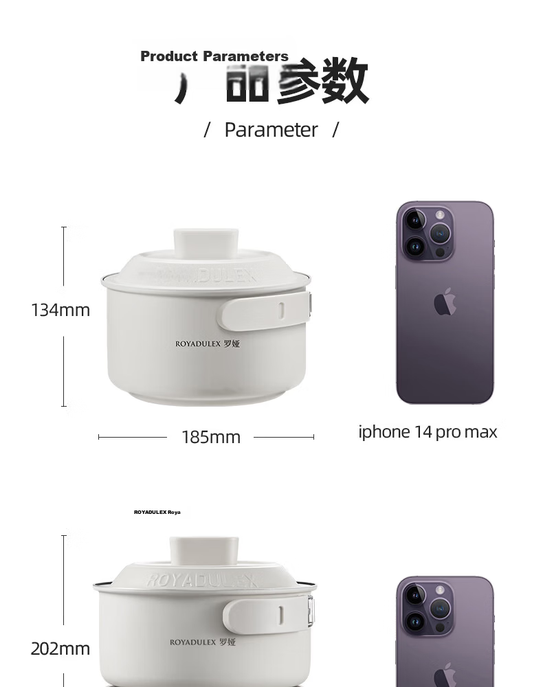 ROYALTY LINE Portable Electric Cooking Pot 1-2 Person Electric Stew Pot Porridge Cooker Small Soup Pot Baby Food Multi-Functional Electric Cooker 0.8L Nordic Green 34