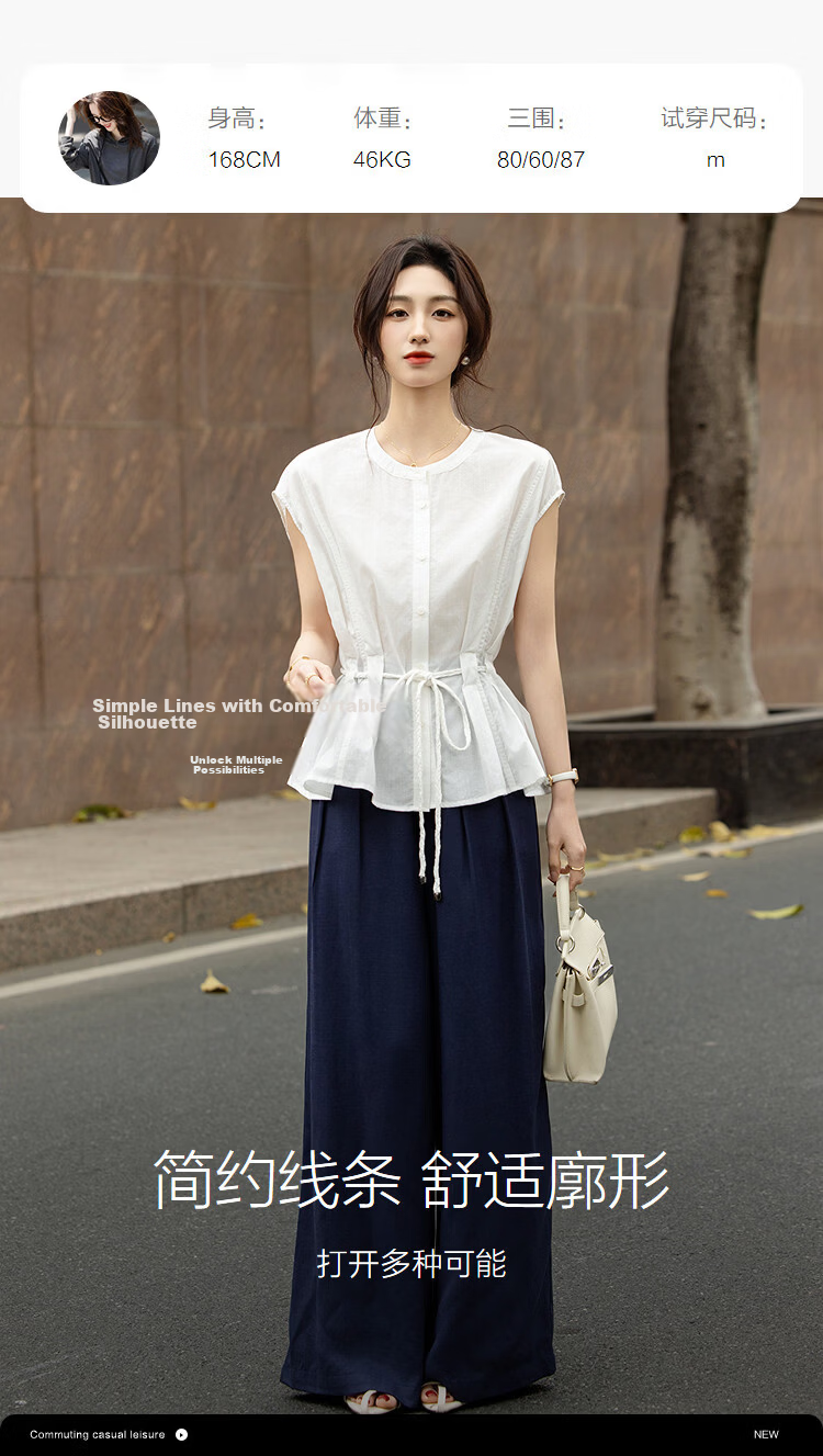 Demana [Ramie Lyocell Blend] Summer Urban High-Waist Twisted Knot Belt Loose Slim Shirt for Women Premium 9