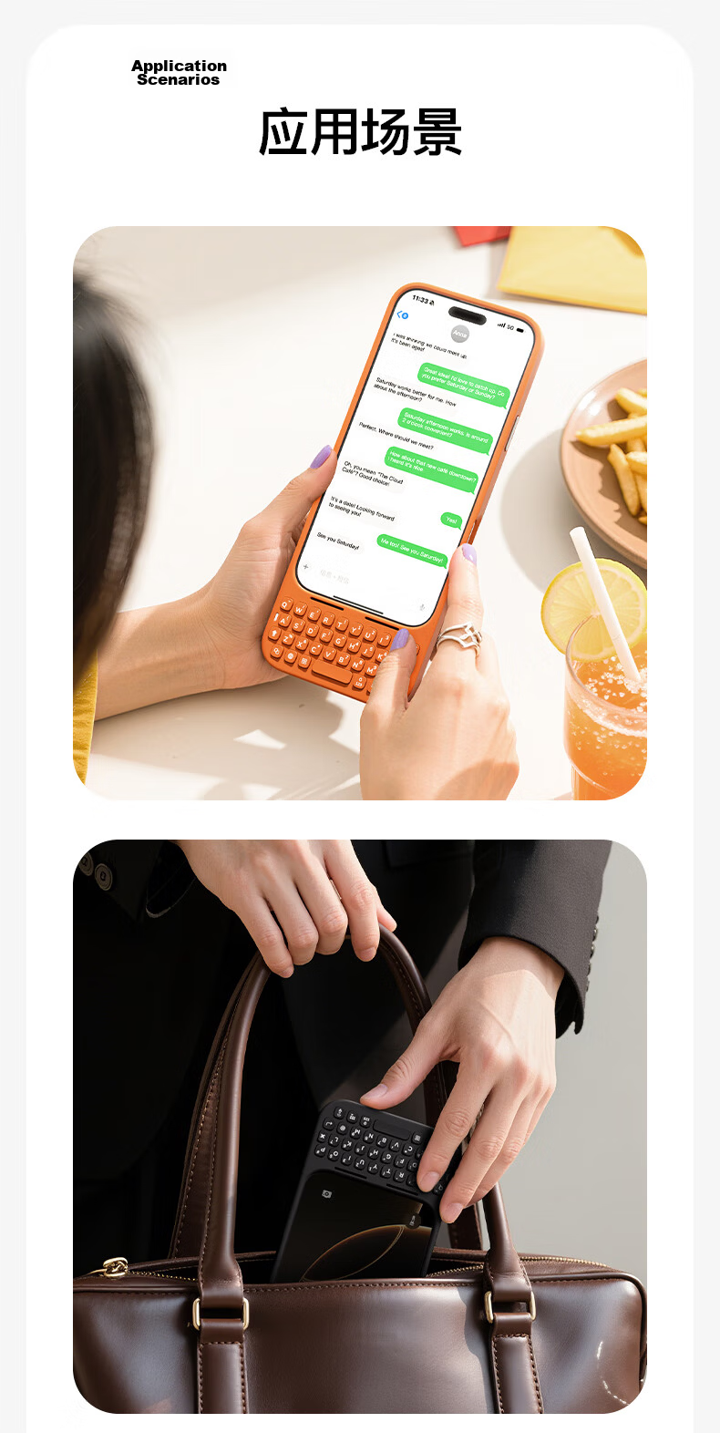 AKKO MetaKey Apple IPhone 17 Pro Max Phone Keyboard Back Clip Integrated Phone Case, External Physical Keyboard with BlackBerry Feel, Supports Magnetic Attachment, Purple 12