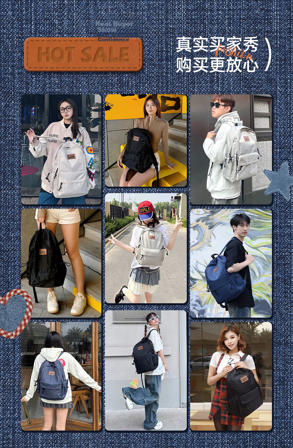 Lee Backpack for Men, Trendy Large Capacity Laptop Bag, Middle And High School Travel Backpack, College Student Bookbag for Women, Gray-Blue Color 13