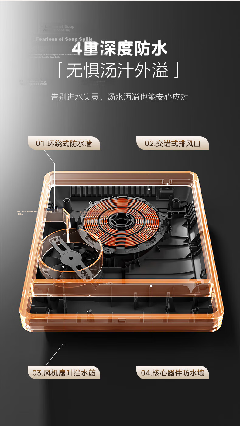 Midea Induction Cooker 2200W High Power Household Stove Durable Panel Eight-Level Firepower Slim Electric Cooktop Hot Pot C22-RT22E01 17