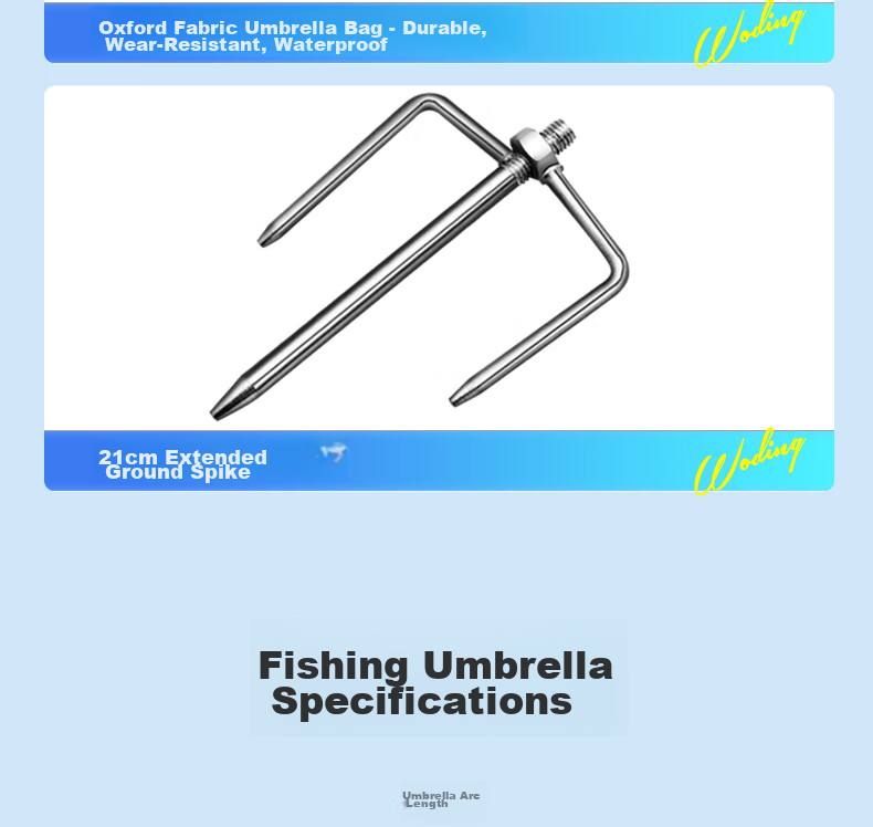 Woding Fishing Umbrella Full Stainless Steel Pole Sunshade Reinforced Thickened 10-Layer Stormproof Fishing Umbrella Camping Outdoor Beach Umbrella 24