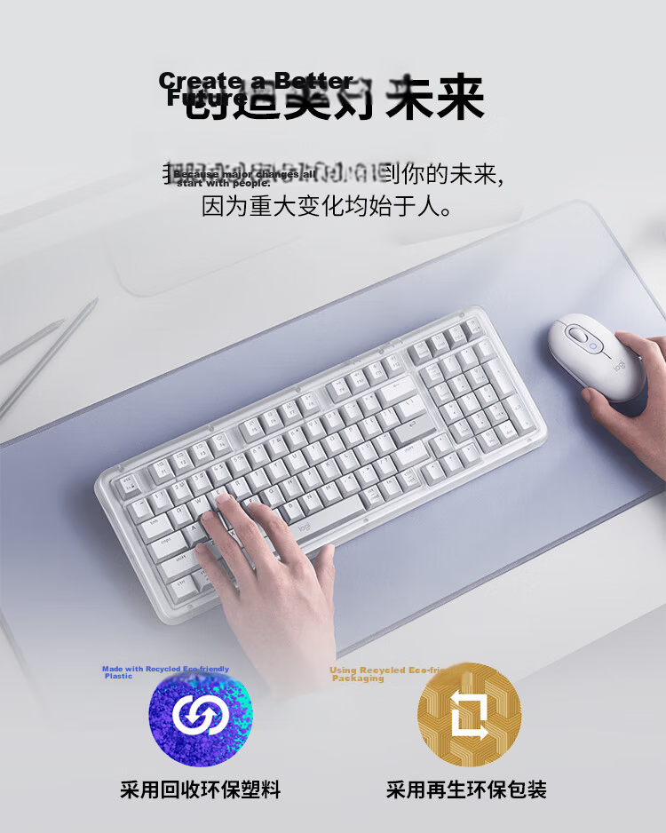 Logitech ALTO KEYS K98M Amber Series AI Customizable Wireless Mechanical Keyboard with Hot-Swappable Marble Switches, White, 98 Keys 16
