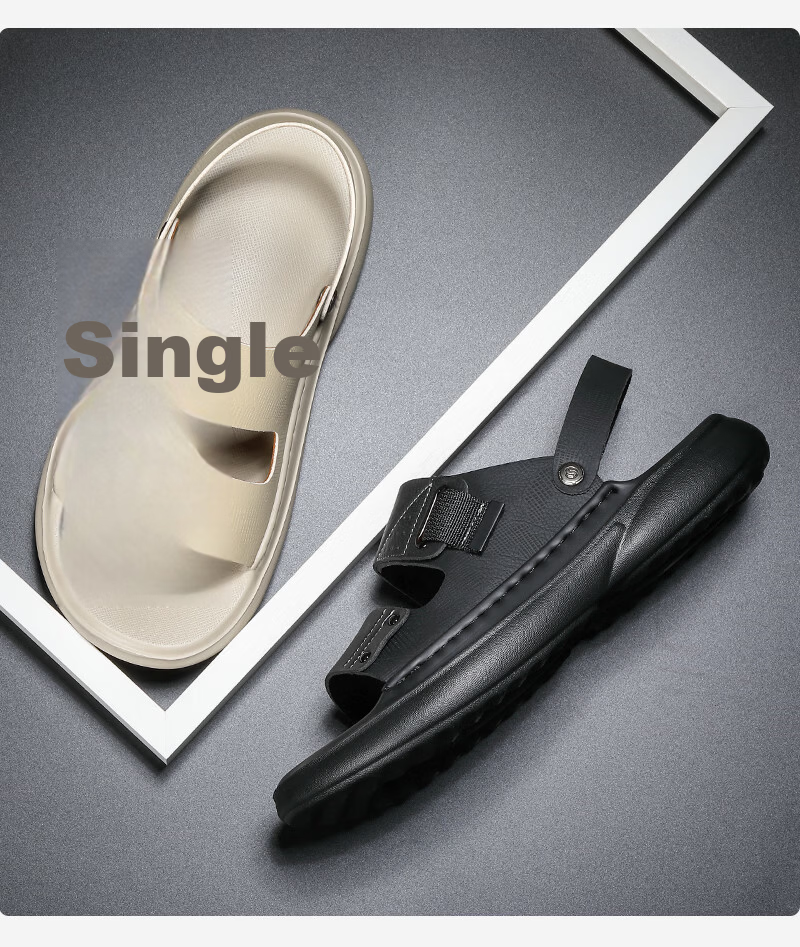 CARTELO Summer 2026 New Men's Leather Breathable Sandals Outdoor Slippers Odor-Free Beach Shoes K902 Black Size 40 2