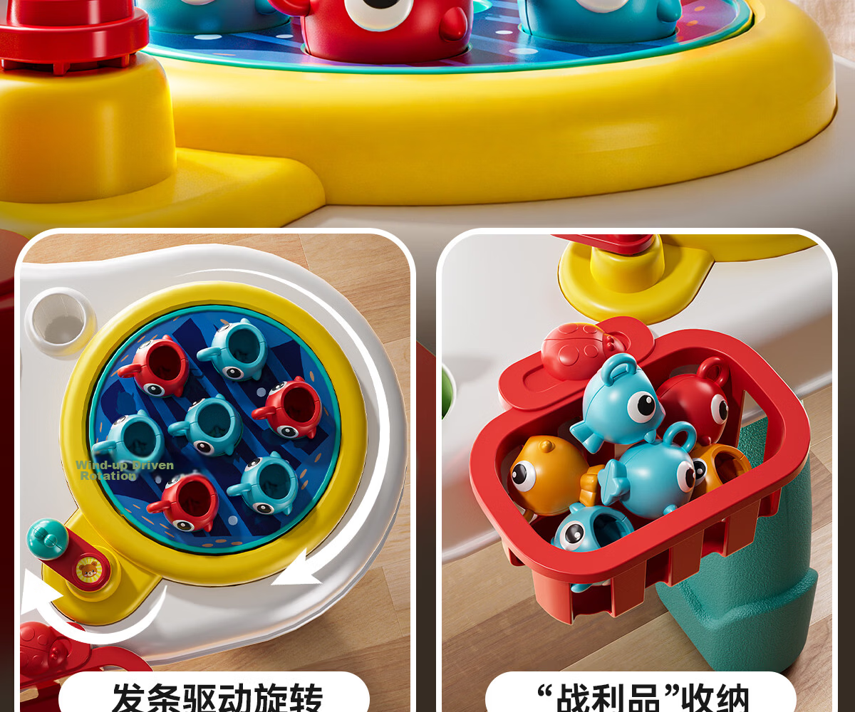 Xinge Multifunctional Game Table, Baby Early Education Toy, Farm Playground, Woodpecker Catching Insects Fishing Toys, Birthday Gift 18