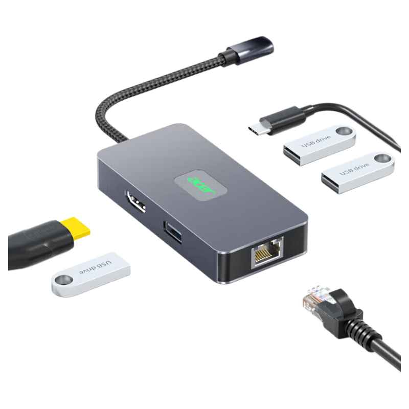 Acer Type-C 7-in-1 Docking Station USB Hub HDMI/VGA/Ethernet Adapter for Laptop MacBook Huawei Converter Adapter