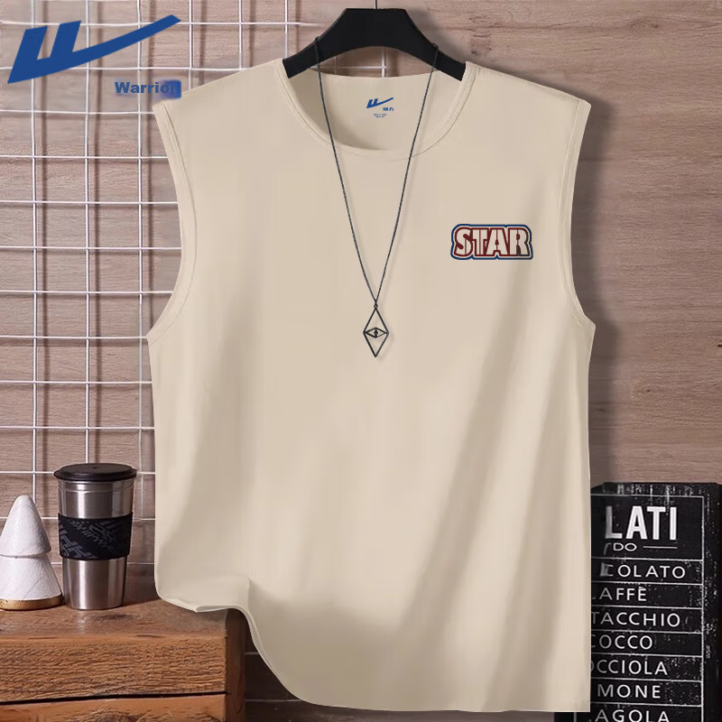 Warrior American-Style Tank Top for Men, Summer Pure Cotton Sleeveless Sports Fitness Arm-Cut Loose Retro Trendy Youth Basketball Jersey YD 11