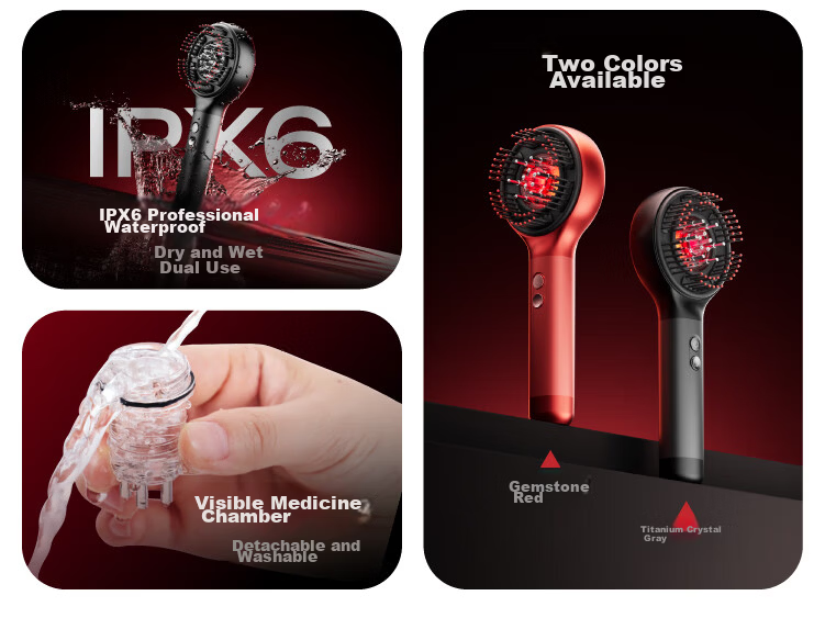 JD Jingzao Gift Box Head Massager S1 Ruby Red Scalp Massager Comb Red Light Care Warm Liquid Guide Scalp Massager Father's Day Gift for Girlfriend and Elders 7