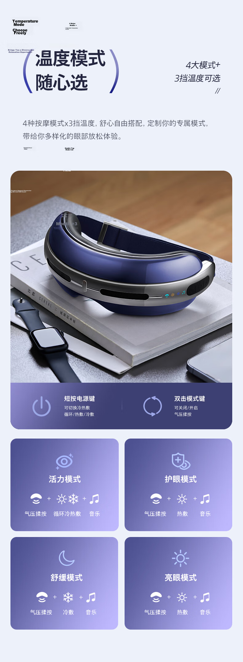 PHILIPS Eye Massager Foldable Cold And Hot Compress Acupressure Device with Light-Blocking Sleep Mask, Gift for Parents, Elders, Boyfriends, Girlfriends, Birthday Present 3101E 22