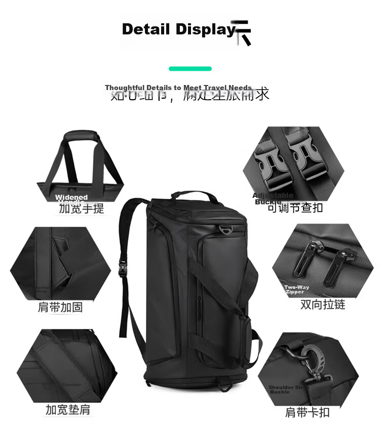 Banjeni Large Capacity Travel Backpack for Men and Women, Luggage Sleeve, Maternity Bag, Business Trip, Gym, Handheld and Crossbody Bag 15