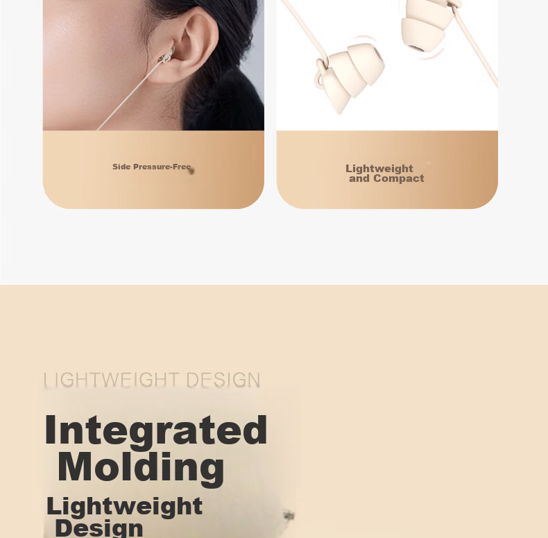 IKF Sleep Wired In-Ear Sleep Headphones Side Sleep Noise Cancelling Soft Earphones with Mic 3.5mm for Apple Android Yunyan White 7