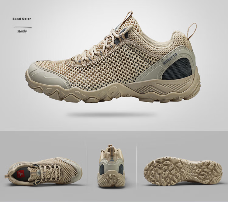 HUMTTO Mesh Hiking Shoes Non-slip Wear-resistant Men's Outdoor Mountaineering Breathable Casual Shoes Sand Camouflage Size 43 14