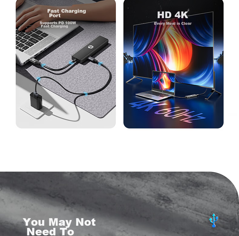 HP Type-C to HDMI Docking Station, Screen Mirroring Fast Charging Adapter Thunderbolt Converter for Apple Computers MacBook Tablets IPad Phones CT205C 4