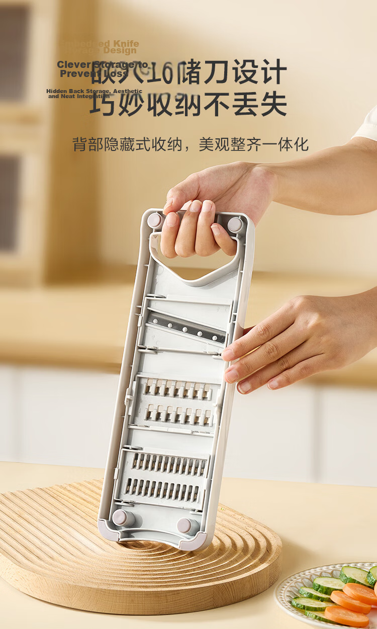 JD Original Grater, 304 Stainless Steel Vegetable Slicer, Potato Shredder, Multi-Functional Shredder with 6 Blades + Hand Guard 16