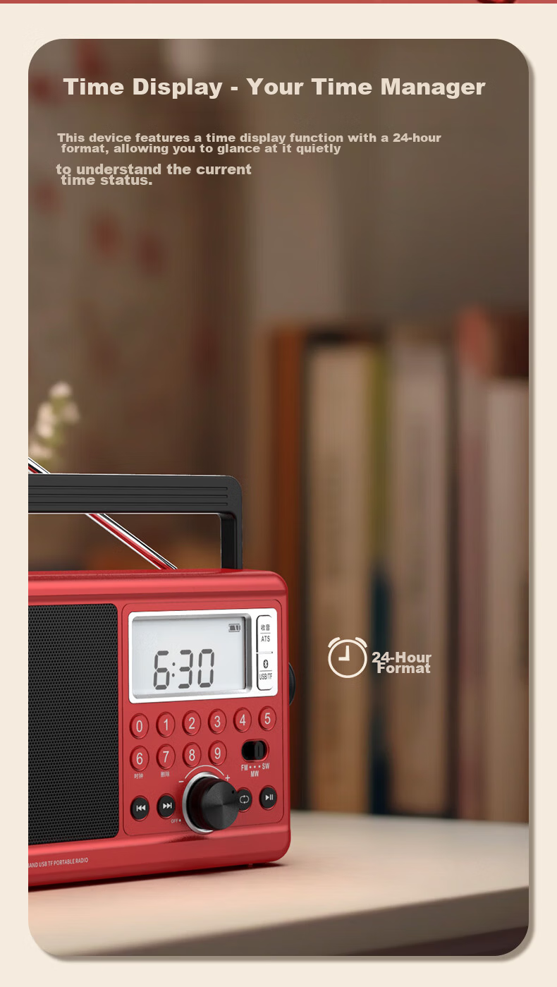 Panda T-37 Traditional Large Desktop Rechargeable Lithium Battery Three-Band Full Band Frequency Radio, Gift for Elderly, Semiconductor (AC/DC Not Supported) 6