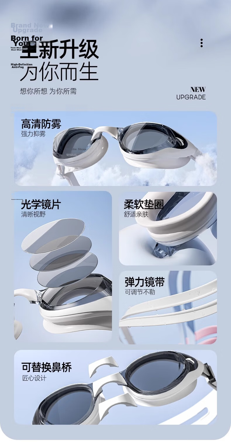 ANTA Swimming Goggles with Prescription Lenses, Waterproof Anti-Fog High-Definition Professional Swim Glasses And Cap Set for Men And Wome 4