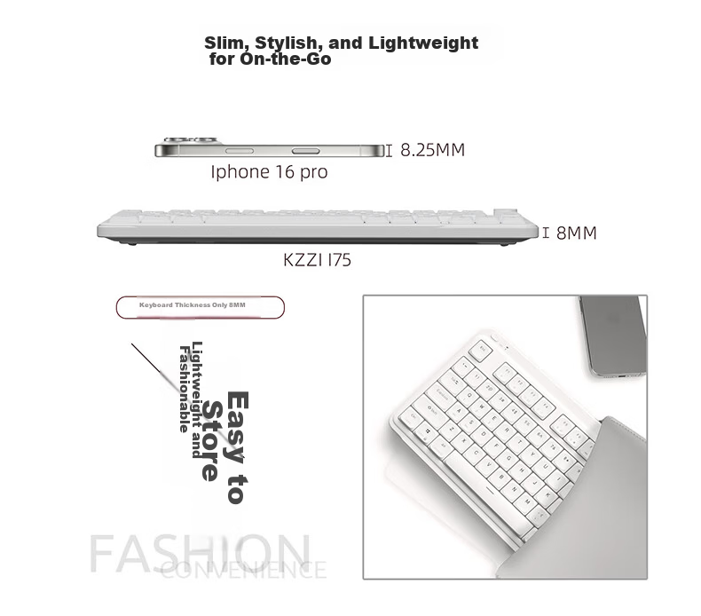 KZZI i98 Low-Profile Three-Mode Mechanical Keyboard 100 Keys Office Lightweight Portable Hot-Swappable Apple iPad Keyboard Long Battery Life Meteor Gray RGB Blueberry Silent Switch MINI 5