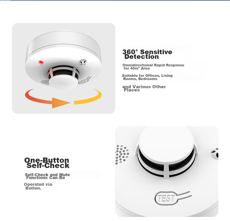 PGST Battery-Powered Smoke Alarm Independent Smoke Detector Wireless Smoke Sensor Home Use S01 16