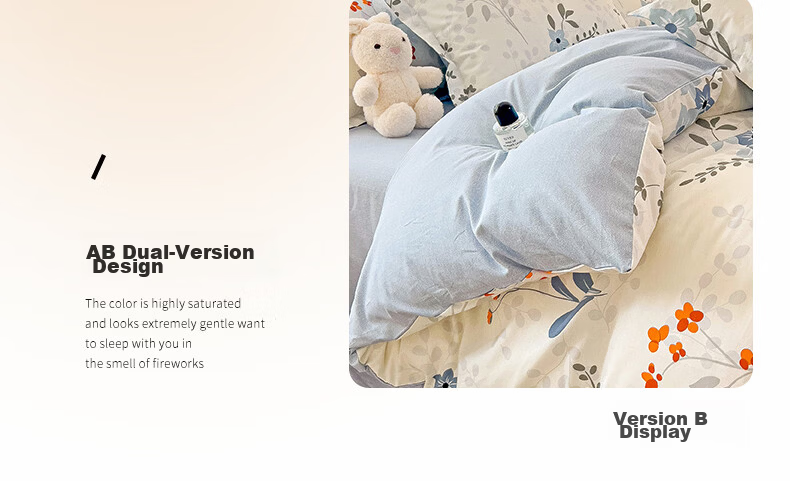 MUJI 100% Cotton 4-Piece Bedding Set for 1.5/1.8m Bed, Pure Cotton Bed Sheet and Duvet Cover 200x230cm 10