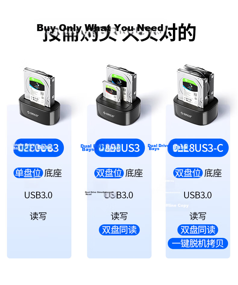 ORICO 2.5/3.5 Inch SATA HDD Enclosure Dock USB 3.0 External Hard Drive Docking Station for Desktop Laptop 6218US3 2