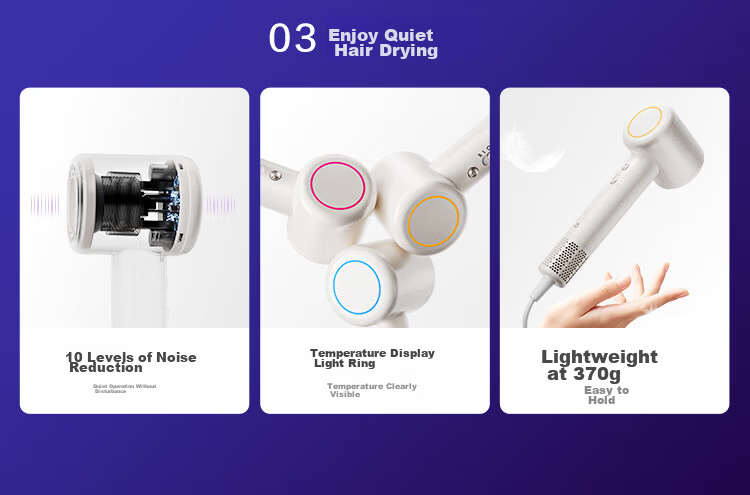 JD Jingzao Smart High-Speed Hair Dryer Lite2 White Negative Ion Quiet Powerful Home Dormitory Hair Dryer Birthday Gift for Boyfriend Girlfriend 520 5