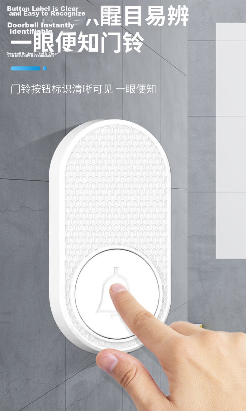 Bolianzhihui Outdoor Waterproof Wireless Doorbell, Ultra-Long Range Home One-To Electronic Remote Control Doorbell, Entrance Dingdong Doorbell, Elderly One-Key Call Button M558 9