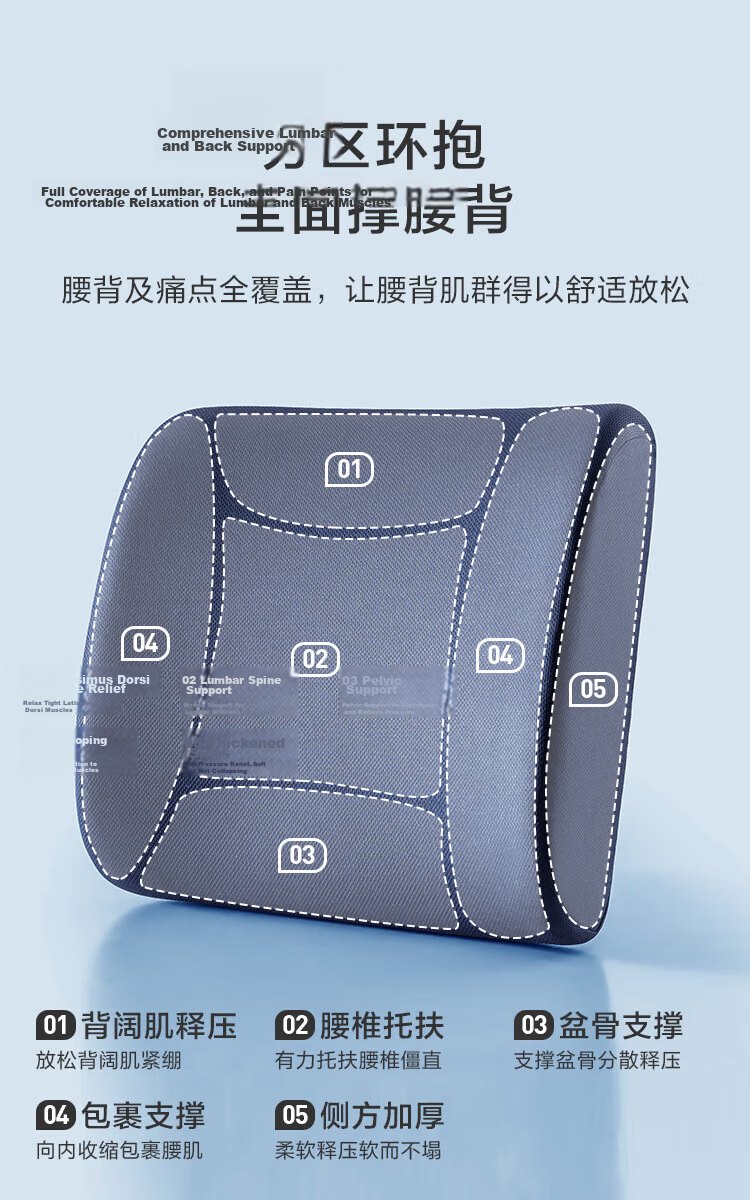 JD Jingzao Memory Foam Lumbar Support Cushion Ergonomic Backrest Pillow for Car and Office 8