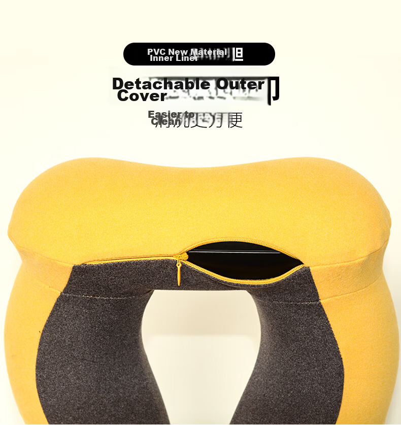 Etravel Inflatable U-Shaped Neck Pillow Travel Nap Headrest Train Portable Blue Gray Set 8