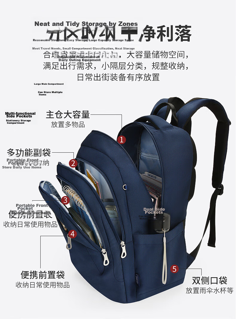 UNIVERSITY OF OXFORD Oxford University Backpack for Middle and High School Students Travel Casual Shoulder Bag Unisex Trendy X1076 Black 2