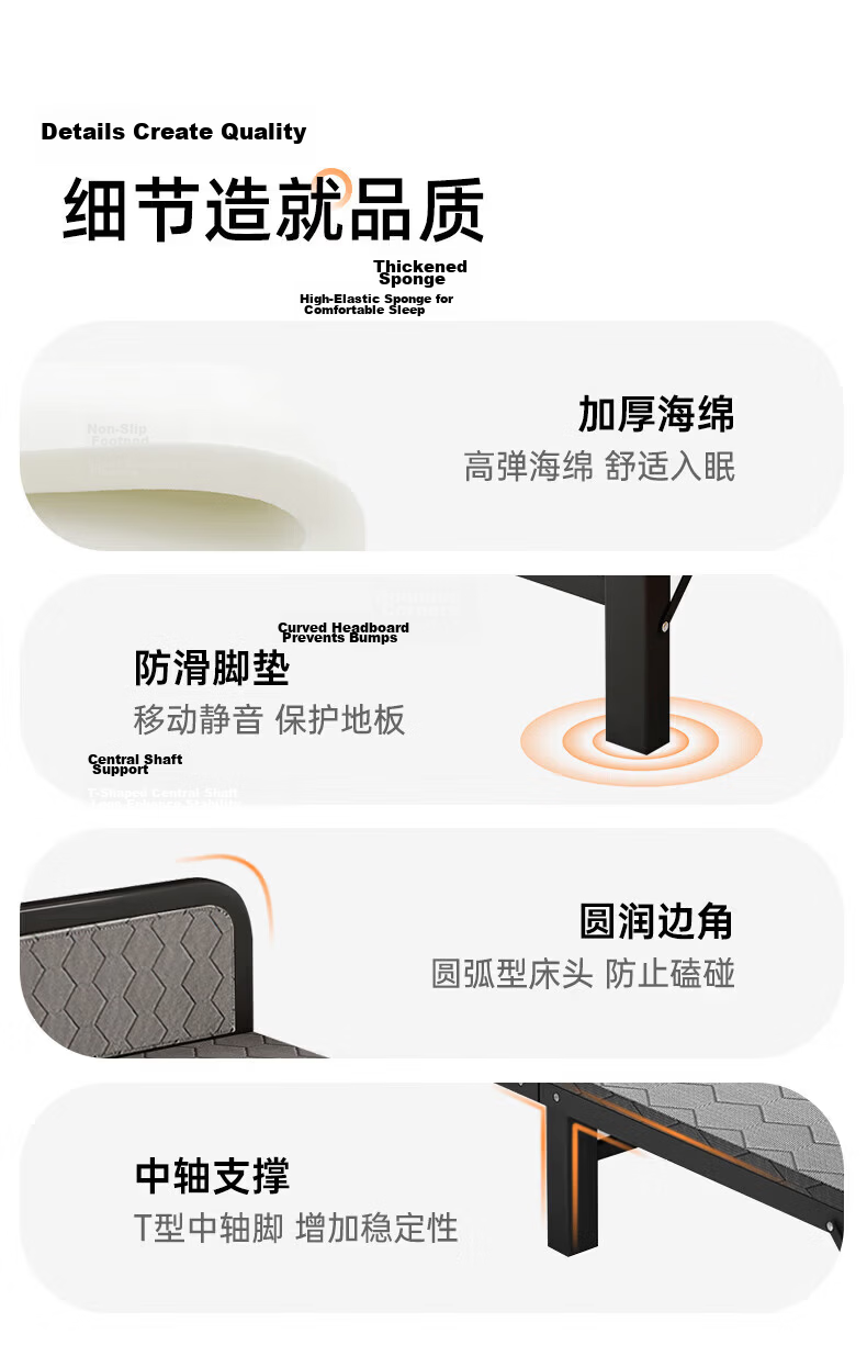 Quanpinwu (No Installation) Folding Single Bed Nap Bed Home Hospital Care Sponge Mattress Camp Bed 14